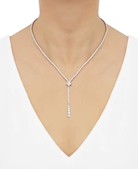 Arabella Cubic Zirconia 17" Lariat Necklace in Sterling Silver