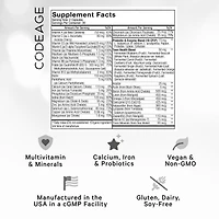 Codeage Teen s Daily Multivitamin Supplement, 25+ Vitamins & Minerals for Teenage Boys & Girls, Organic Whole Foods Vitamins for Teenagers, Vitamin A,