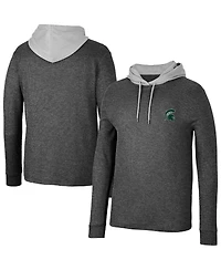 Men's Colosseum Black Michigan State Spartans Ballot Waffle-Knit Thermal Long Sleeve Hoodie T-shirt