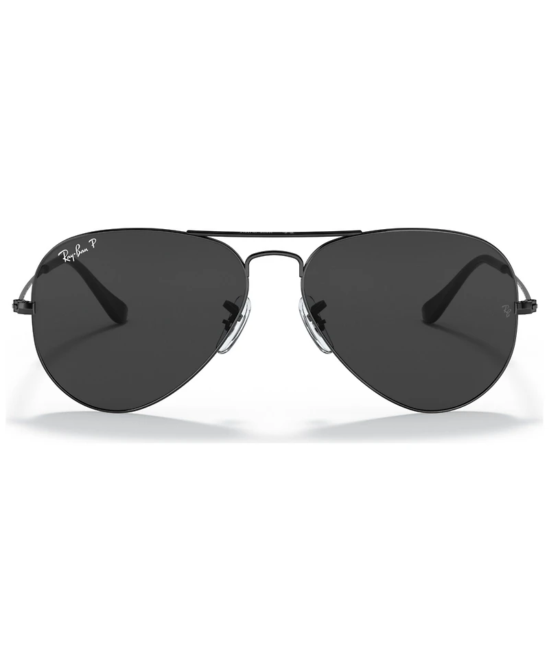 Ray-Ban Unisex Aviator Total Black Polarized Sunglasses, RB3025