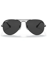 Ray-Ban Unisex Aviator Total Black Polarized Sunglasses, RB3025