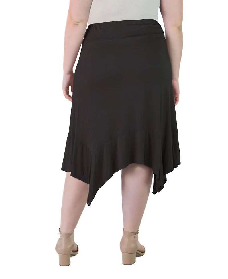 24seven Comfort Apparel Plus Elastic Waist Handkerchief Skirt