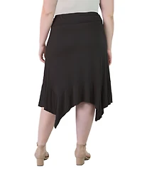 24seven Comfort Apparel Plus Elastic Waist Handkerchief Skirt
