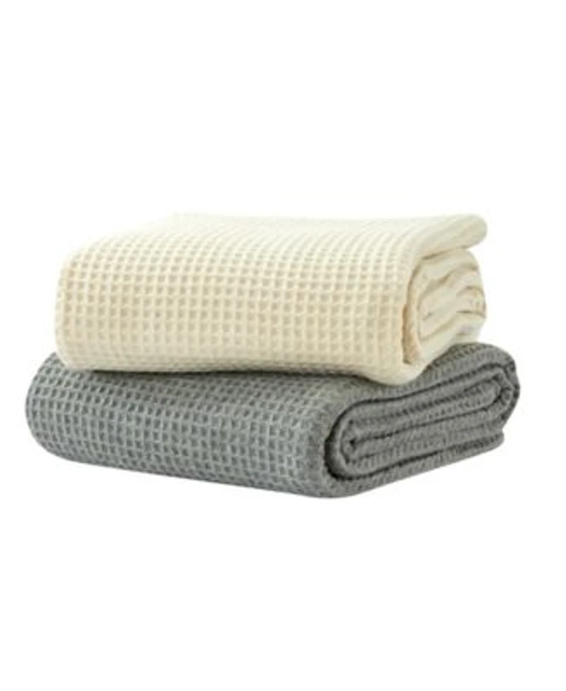 Melange Home 100 Wool Waffle Weave Blankets