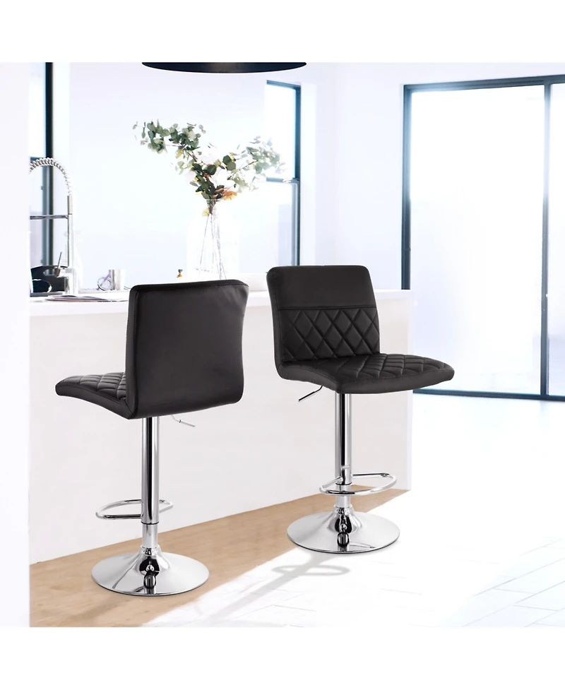 Elama 2 Piece Adjustable Faux Leather Bar Stool with Chrome Base