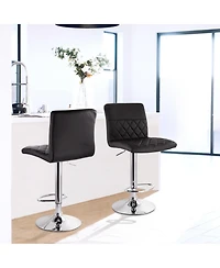 Elama 2 Piece Adjustable Faux Leather Bar Stool with Chrome Base