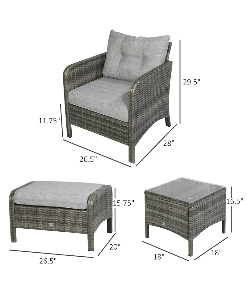 Outsunny 5pcs Outdoor Patio Furniture Set All Weather Wicker Conversation Set