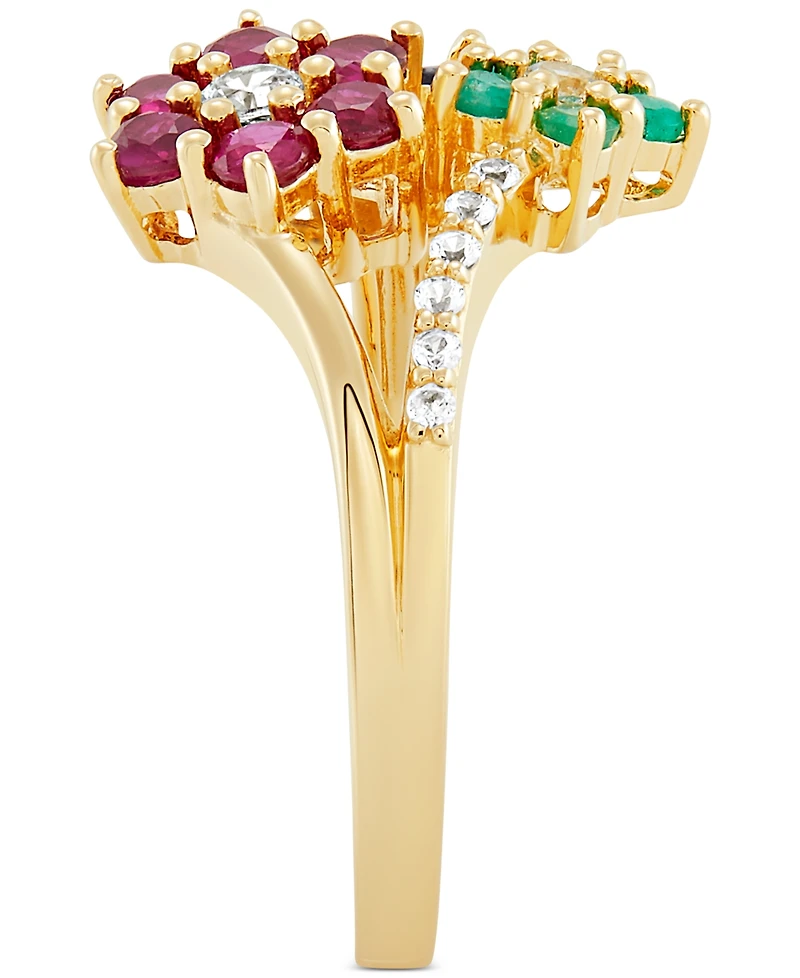 Multi-Gemstone (1-3/8 ct. t.w.) Floral Ring 14k Gold
