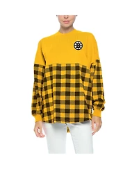 Women's Fanatics Gold Boston Bruins Buffalo Check Long Sleeve T-shirt