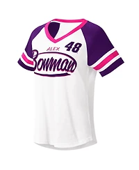 Women's G-iii 4Her by Carl Banks White, Purple Alex Bowman Circus Catch V-Neck T-shirt