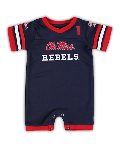 Newborn and Infant Boys and Girls Colosseum Navy Ole Miss Rebels Bumpo Football Romper