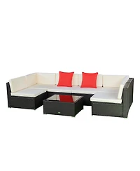 Outsunny 7pcs Outdoor Patio Wicker Conversation Set, Sectional Sofa