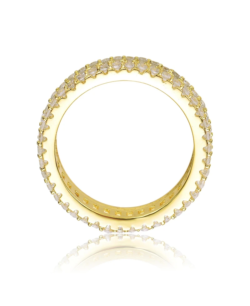 Ra 14K Gold Plated Baguette Cubic Zirconia Wide Band Ring