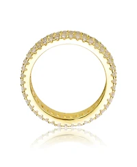 Ra 14K Gold Plated Baguette Cubic Zirconia Wide Band Ring