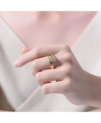 Ra 14K Gold Plated Clear Cubic Zirconia Bypass Ring