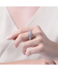 Ra White Gold Plated Clear Cubic Zirconia Band Ring
