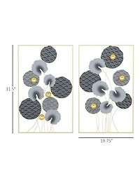 Homcom 2 Pack 3D Metal Wall Art Lotus Leaves Hanging,