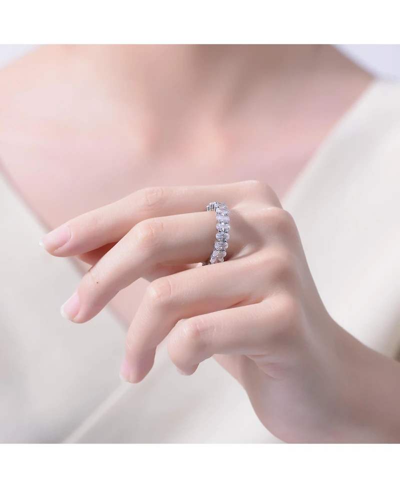 Ra White Gold Plated Oval Cubic Zirconia Band Ring
