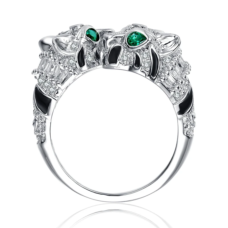 Ra Cubic Zirconia White Gold Plated Panther Bypass Ring
