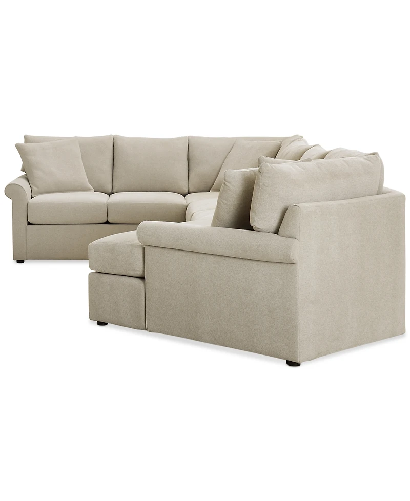 Closeout! Wrenley 170" 3-Pc. Fabric Sectional Cuddler Chaise Sofa, Created for Macy's