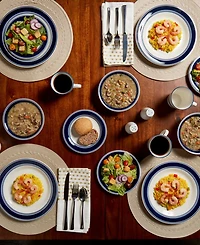 Tabletops Gallery Blue Stripes 16 Pc. Dinnerware Set, Service for 4