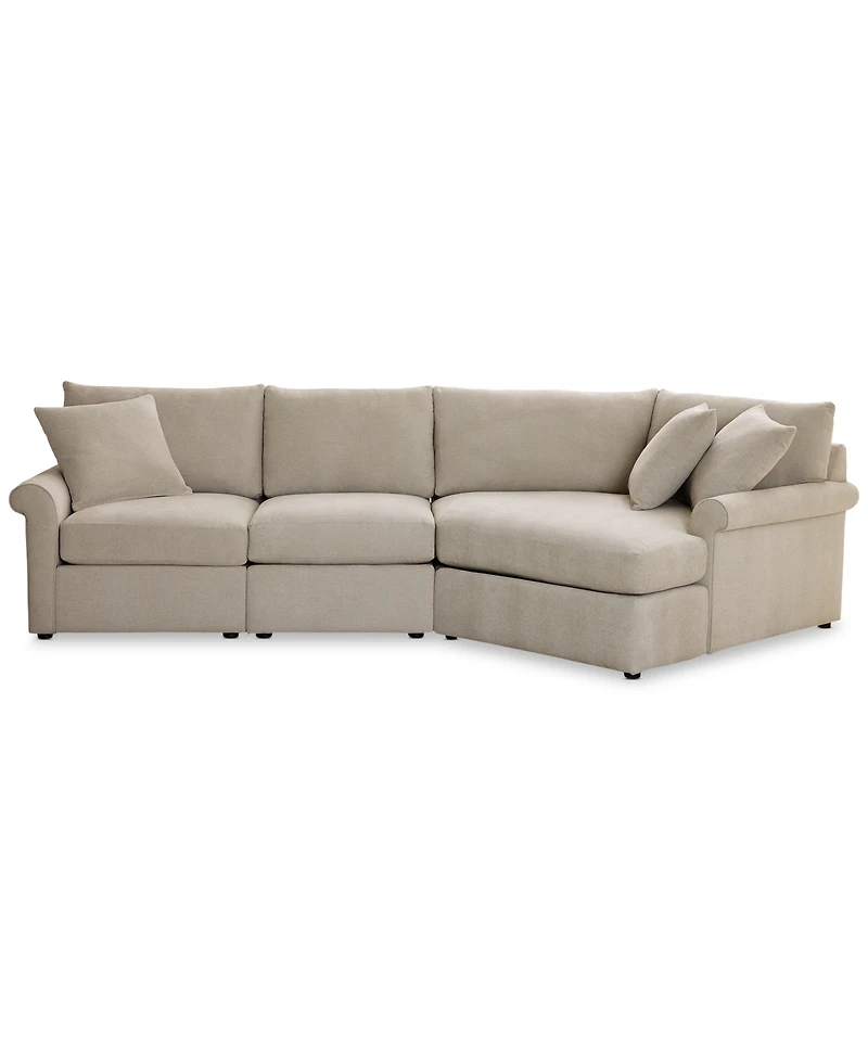 Closeout! Wrenley 131" 3-Pc. Fabric Modular Cuddler Chaise Sectional Sofa, Created for Macy's