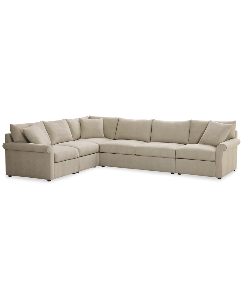 Closeout! Wrenley 137" 5-Pc. Fabric L-Shape Modular Sectional Sofa, Created for Macy's
