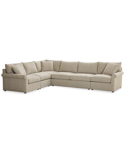 Closeout! Wrenley 137" 5-Pc. Fabric L-Shape Modular Sectional Sofa, Created for Macy's