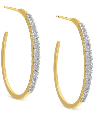 Black Spinel In & Out Medium Hoop Earrings (1-3/4 ct. t.w.) in 14k Gold-Plated Sterling Silver, 1.2" (Also in Lab-Grown White Sapphire)