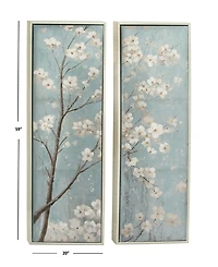 Rosemary Lane Canvas Cherry Blossom Floral Framed Wall Art with Silver-Tone Frame Set of 2, 20" x 59"