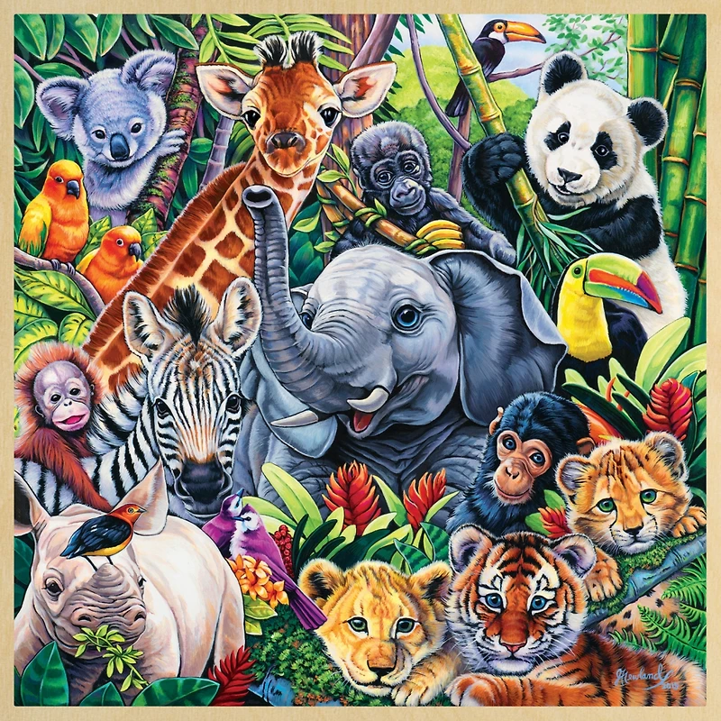 Masterpieces Wood Fun Facts Safari Friends 48 Piece Wood Jigsaw Puzzle