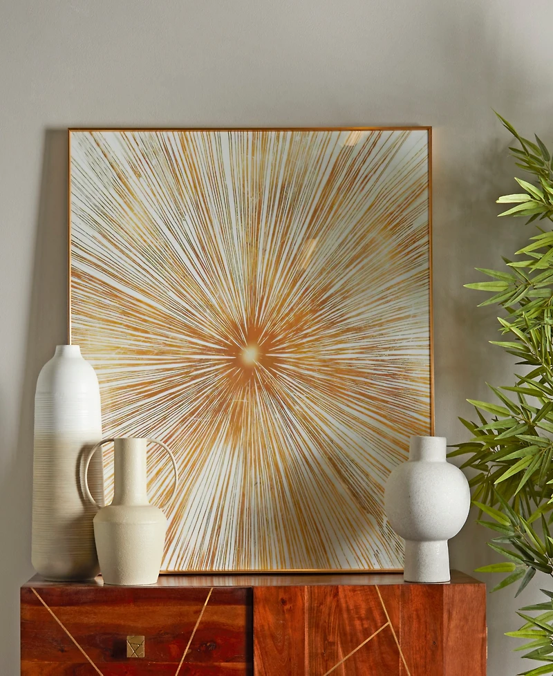 CosmoLiving by Cosmopolitan Porcelain Radial Starburst Framed Wall Art with Gold-Tone Aluminum Frame, 39.50" x 2" x 39.50"