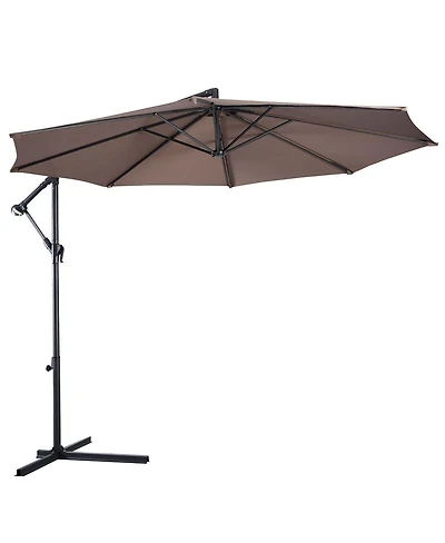 10' Hanging Umbrella Patio Sun Shade Offset Outdoor Market W/t Cross Base