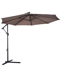 10' Hanging Umbrella Patio Sun Shade Offset Outdoor Market W/t Cross Base
