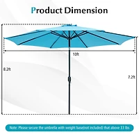 10FT Patio Umbrella Sunshade Market Steel Tilt W/ Crank Outdoor Yard Garden