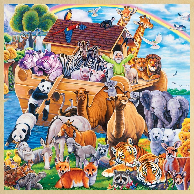 Masterpieces Wood Fun Facts - Noah's Ark 48 Piece Wood Jigsaw Puzzle