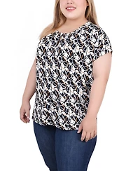 Ny Collection Plus Extended Sleeve Top with Grommets
