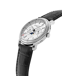 Frederique Constant Men's Swiss Classics Business Timer Black Leather Strap Watch 40mm
