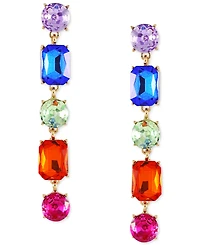 Guess Gold-Tone Rainbow Mixed Crystal Linear Drop Earrings