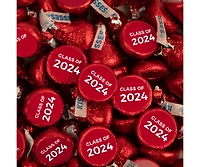 Just Candy 100 Pcs Red Graduation Candy Hershey's Kisses Milk Chocolate (1lb, Approx. 100 Pcs)