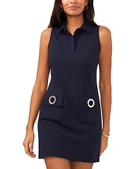 Msk Petite Scuba-Crepe Sleeveless Grommet-Trim Dress