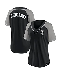Women's Fanatics Black Chicago White Sox Ultimate Style Raglan V-Neck T-shirt