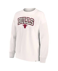 Women's Fanatics White Chicago Bulls Tonal Leopard Pullover Sweatshirt