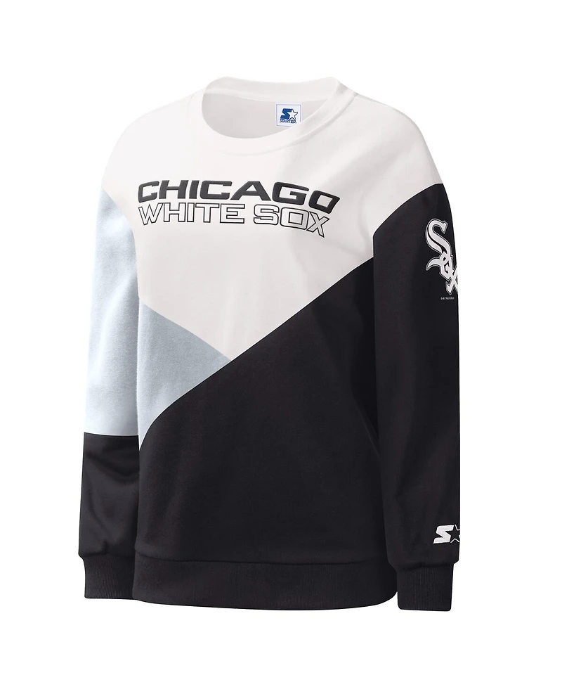Women's Starter White, Black Chicago White Sox Shutout Pullover Sweatshirt