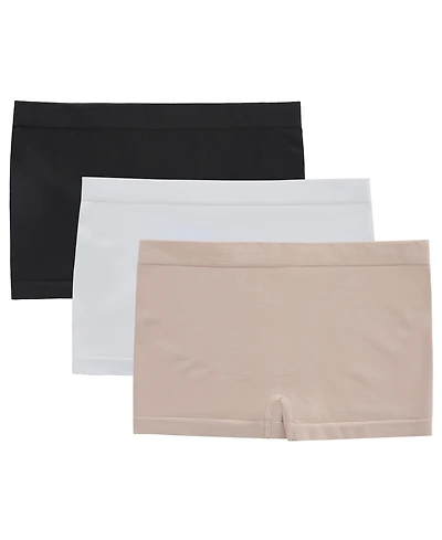 On Gossamer Women's Cabana Cotton Seamless Boyshort Underwear 3-Pack G0331P3