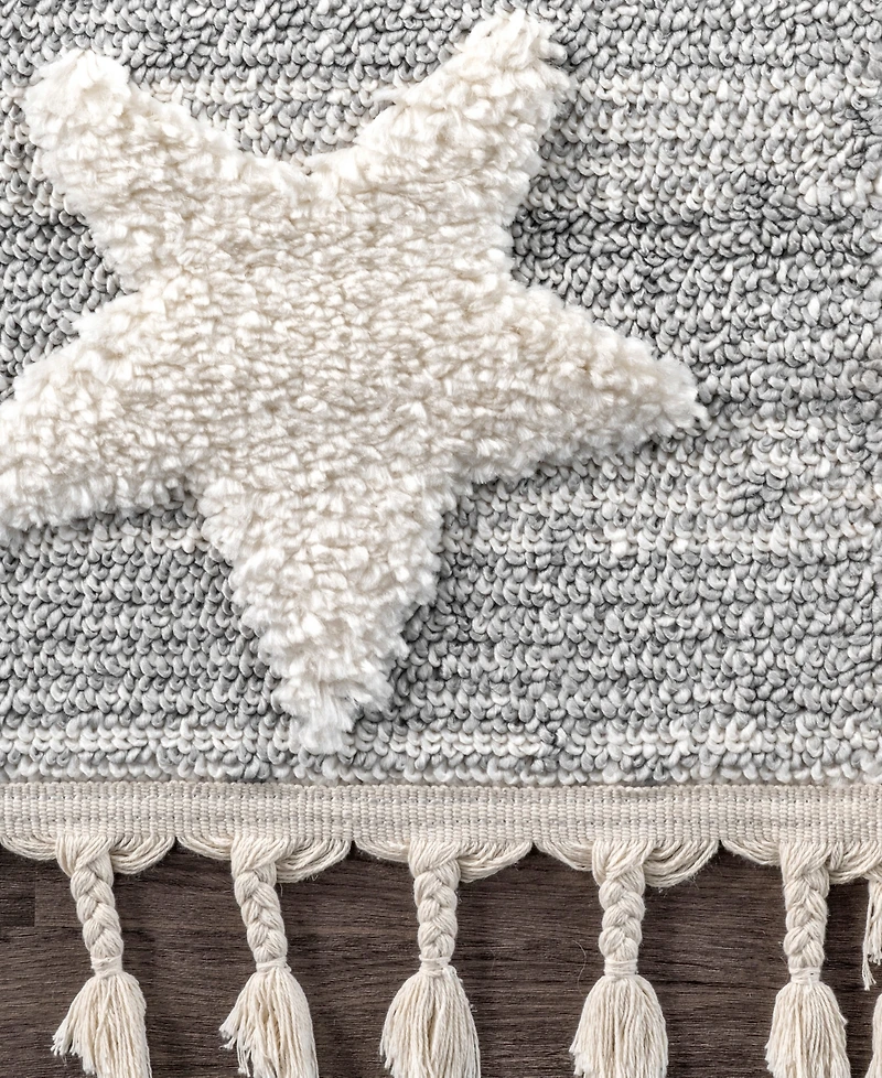 nuLoom London Raven Modern Stars High Low Shaggy Tassel 5'3" x 7'6" Area Rug
