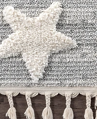 nuLoom London Raven Modern Stars High Low Shaggy Tassel 5'3" x 7'6" Area Rug