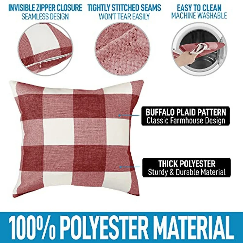 Zulay Kitchen Pack of 2 Buffalo Plaid Throw Pillow Covers