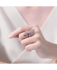 Ra 18K Rose Gold Plated Clear Cubic Zirconia Cluster Wing Ring