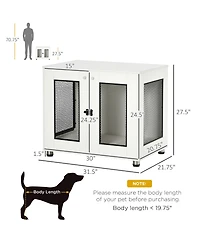 PawHut Dog Crate Furniture with Water-resistant Cushion, Dog Crate End Table with Double Doors, Indoor Pet Crate for Small Medium Dogs Indoor Use, Whi